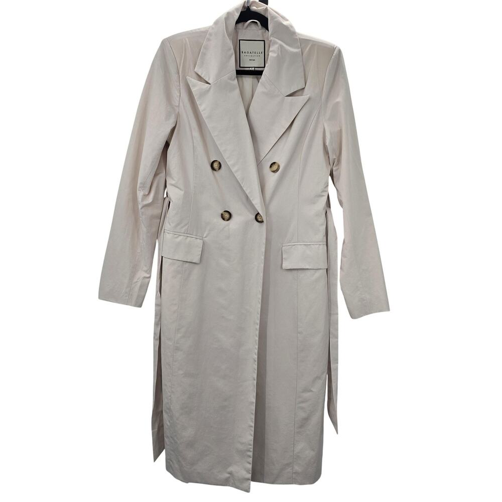 Bagatelle White Double Breasted Trench Coat Womens Small